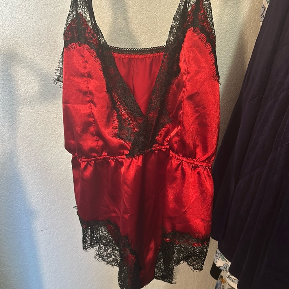 SHEIN Red & Black Lingerie Suit